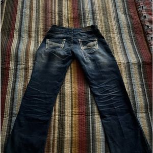 Womens Rock & Roll Denim jeans. Boot cut, Riding Jean 25x34 Barley worn
